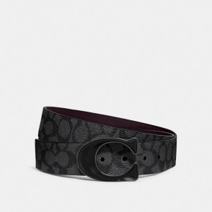 Coach Signature Buckle Cut To Size Reversible Belt, 38 Mm Gris Burdeos | COH866992