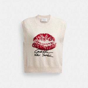 Coach Signature Kiss Print Sweater Vest Blancas | COH865991
