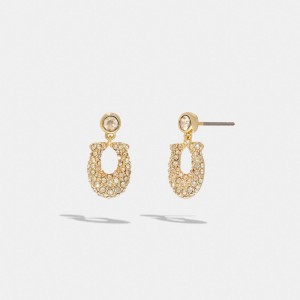 Coach Signature Pavé Earrings Doradas | COH866095