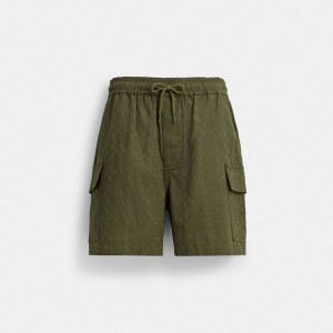 Coach Signature Shorts In Organic Cotton Verde | COH866954