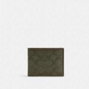 Coach Slim Billfold Wallet In Signature Canvas Jacquard Verde | COH866716