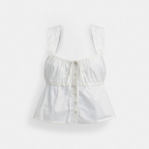 Coach Solid Top In Organic Cotton Blancas | COH866017