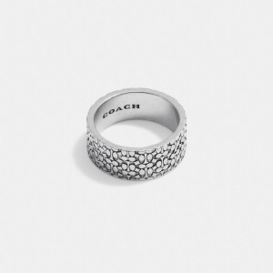 Coach Sterling Silver Signature Ring Plateadas | COH867030