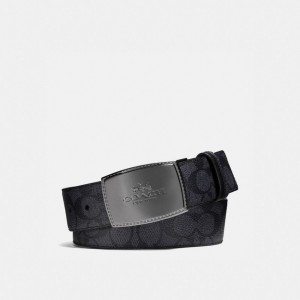 Coach Stitched Plaque Buckle Cut To Size Reversible Belt, 38 Mm Gris Negras | COH866996