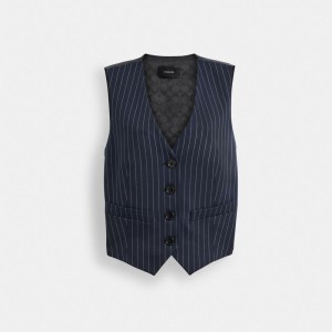Coach Suit Vest Azul Marino Blancas | COH865980