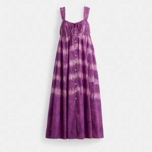 Coach Tie Dye Sleeveless Dress In Organic Cotton Moradas | COH866069
