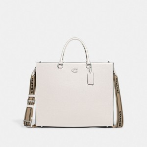 Coach Tote Bag 40 With Signature Canvas Blancas | COH866526