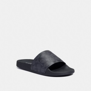 Coach Udele Sport Slide In Signature Canvas Gris Negras | COH865890