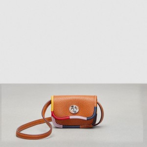 Coach Wavy Wallet With Colorful Binding In Upcrafted Leather Marrones | COH865591