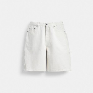 Coach White Denim Shorts In Organic Cotton Blancas | COH866956