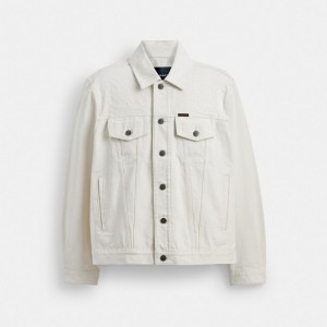 Coach White Denim Trucker In Organic Cotton Blancas | COH866880