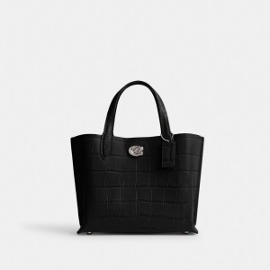Coach Willow Tote Bag 24 Plateadas Negras | COH865042