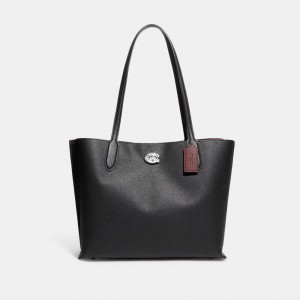 Coach Willow Tote Bag Plateadas Negras | COH865066